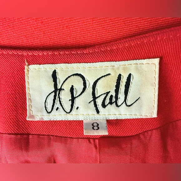 Vintage 80s red and black velvet with gold collar blazer jacket. M - Picture 6 of 6